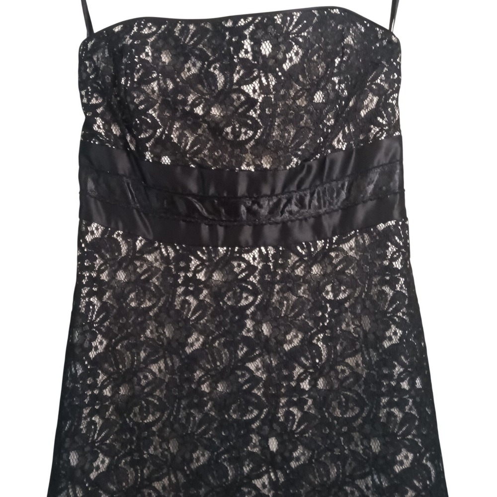 White House Black Market Black Lace Strapless Cocktail‎ Dress Size 8 - Picture 2 of 14